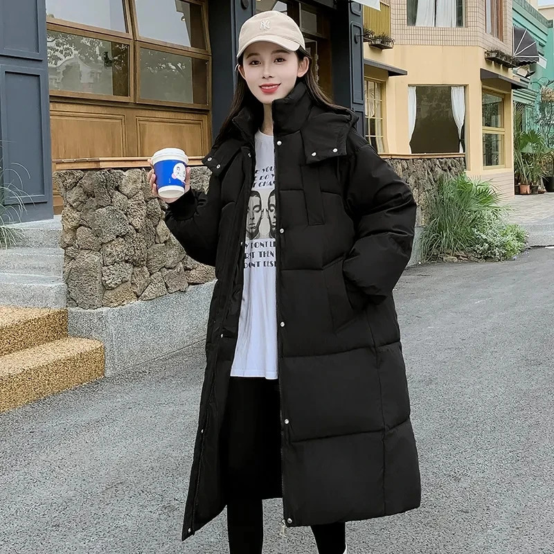 Womens Winter Parka Coat Korean Version Fashion Loose Lady Outerwear Elegant Versatile Hooded Ladies Down Cotton Jacket 251225