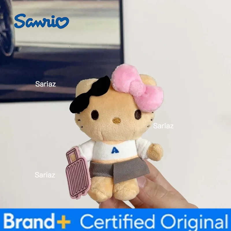 Sanrio Suitcase Black Leather Hello Kitty Cute Plush Toy Pendant Kawaii KT Cat Doll Backpack Accessories Keychain Holiday Gift H251225