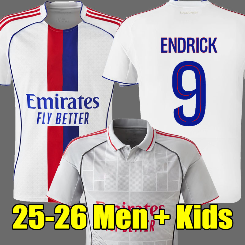 25 26 Maillot Lyons ENDRICK home away soccer jerseys 2025 2026 Olympique Lyonnais Fans player Version football shirts TRAORE men kids kit