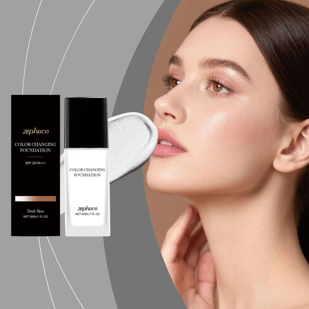 Zephoco Deep Skin Tone Color-Changing Foundation Lightweight Comfortable Long-Lasting Hydrating Natural Concealer Clear and Transparent