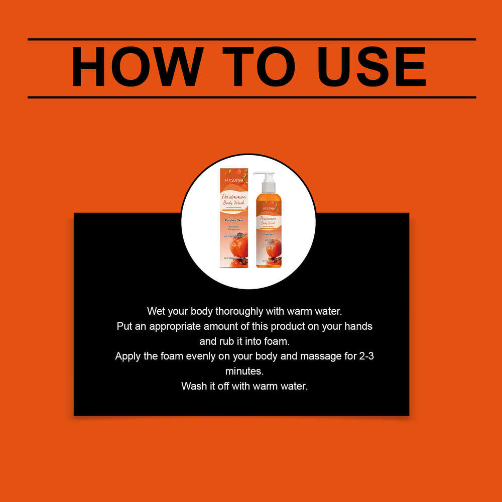 JAYSUING Persimmon Fragrance Shower Gel Cleanses Body Dirt and Oil Refreshing Skin Feel Smooth Texture