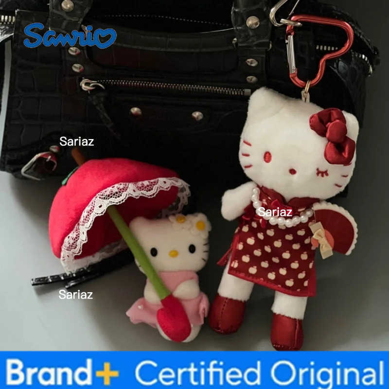 Sanrio Hello Kitty Soft Stuffed Doll Pendant Long Leg fashion Kitty Plush Toy Keychain cute Heart Shaped Buckle Decoration gift H251225