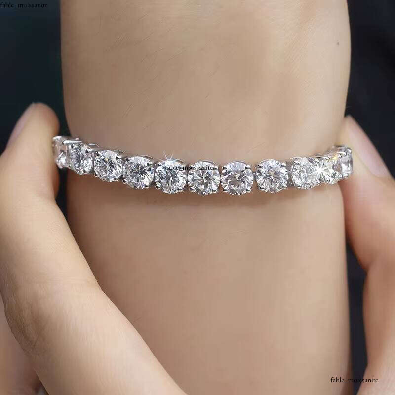 Messi Jewelry Custom 18k Gold Round Lab-Grown VVS Moissanite Tennis Bracelet