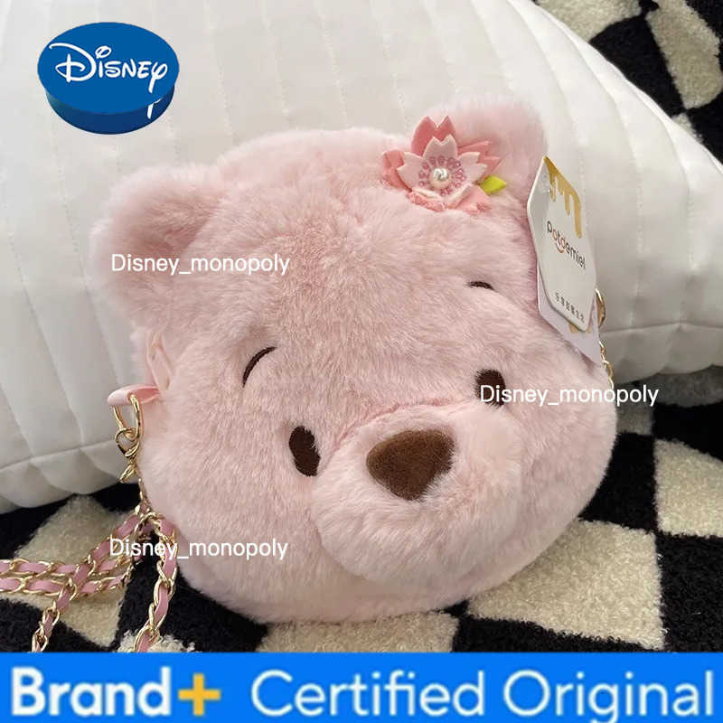 Disney Winnie The Pooh New Plush Bag Cartoon Cute Girl Plush Shoulder Bag Luxury Brand Fashion Girl Crossbody Bag Birthday Gift H251225