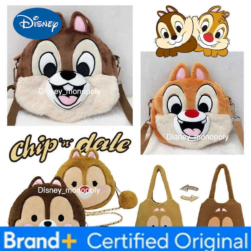 Disney Chip Dale Women Bags Plush Wallets Cartoon Cards Keys Purse Crossbody Shoulder Strap Handbag Female Storage Bags Gift H251225