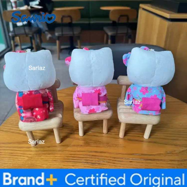 Sanrio 10cm Hello Kitty Japanese Style Kimono Plush Doll Toy Keychain Kawaii Cartoon Kt Cat Backpack Charm Decoration Gifts H251225