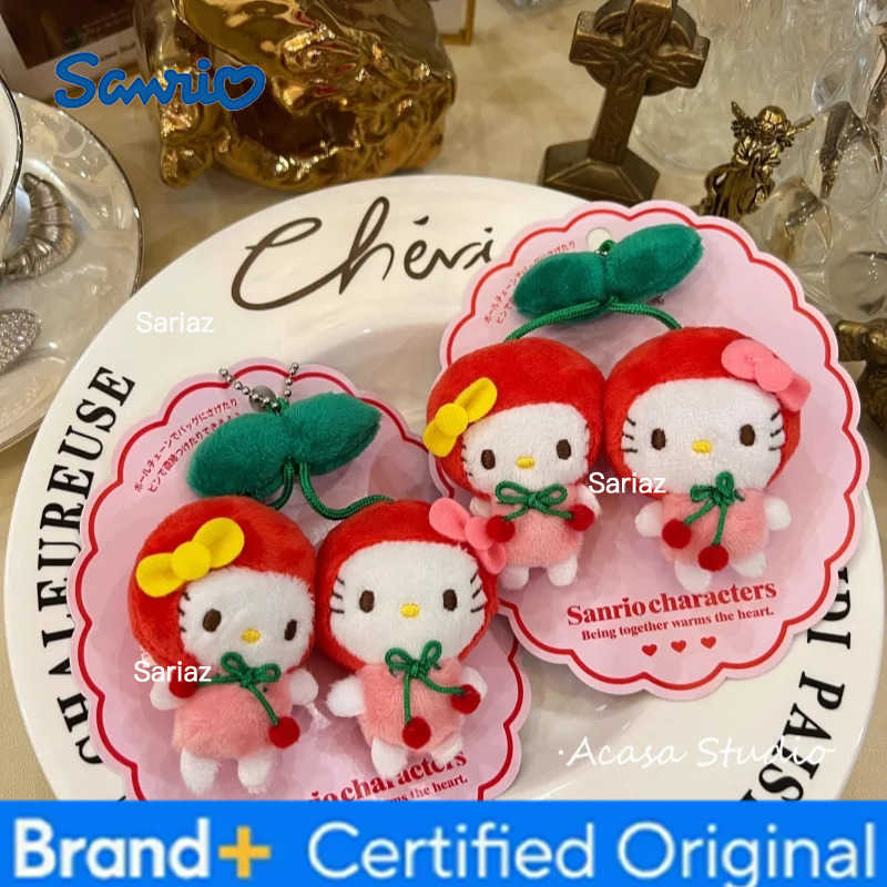Sanrio Kuromi Hello Kitty Cinnamoroll Plush Doll Kawaii Cherry Brooch Hair Clip Backpack Decorative Pendant Girl Birthday Gift H251225