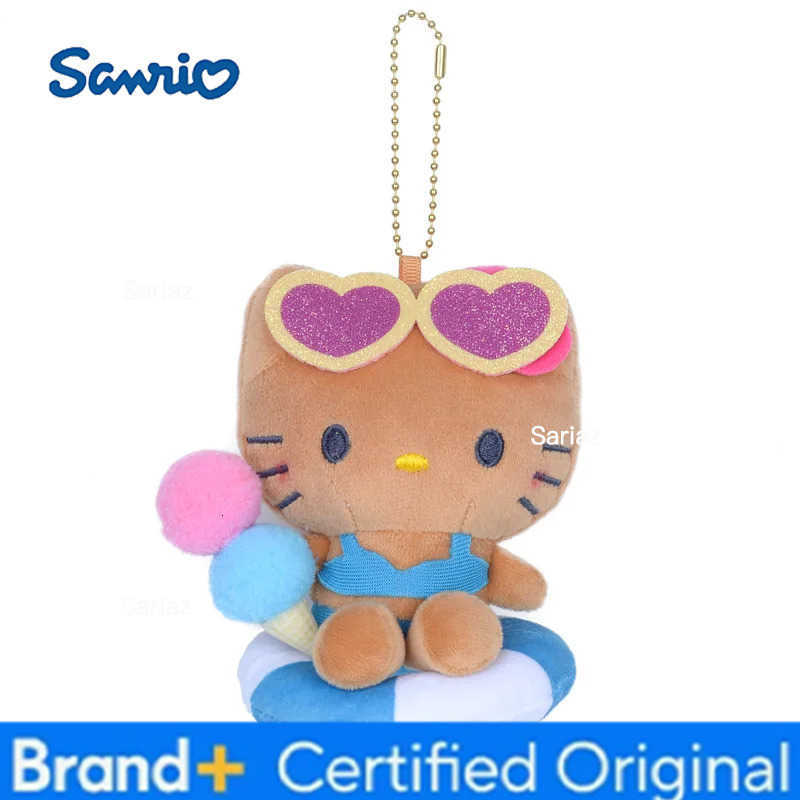 Sanrio Hawaii Hellokitty Keychain Plush Toy Doll keyring Backpack Pendant Comfortable And Soft Girls Toy Gift H251225