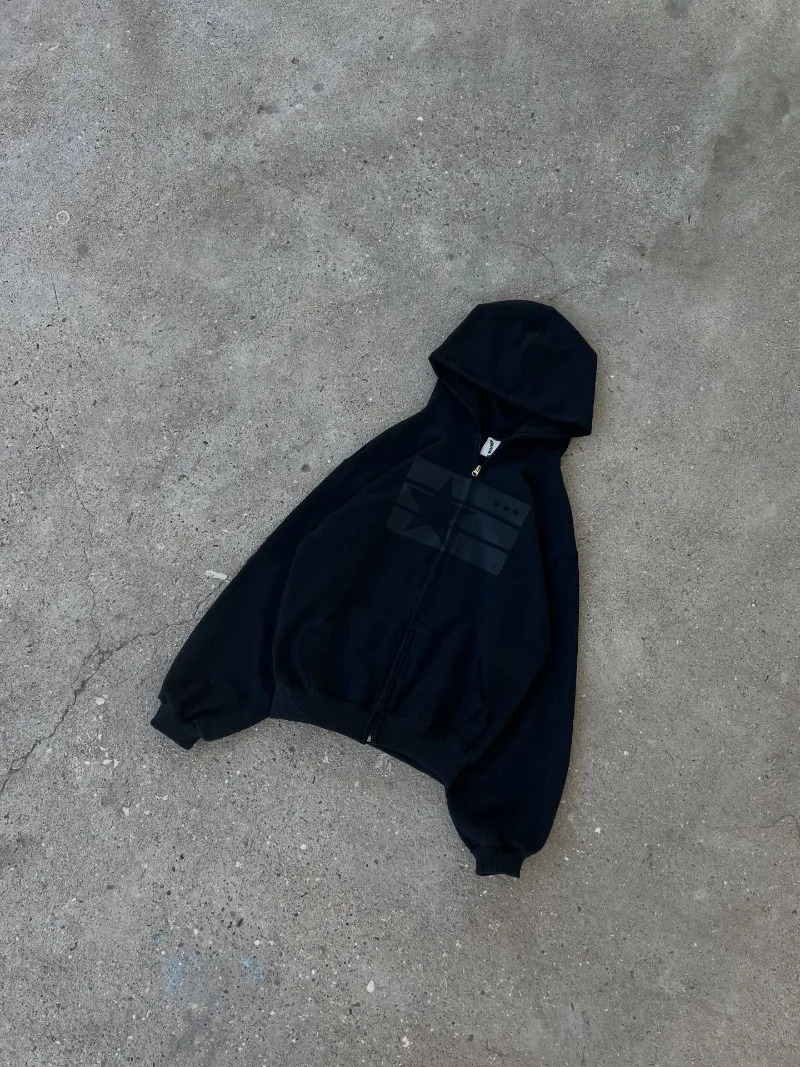 Hiphop Harajuku Retro High Street Casual Oversized Zipper Hoodie Women Y2K Rock Trendy Vintage Loose Sweatshirt Men 251225