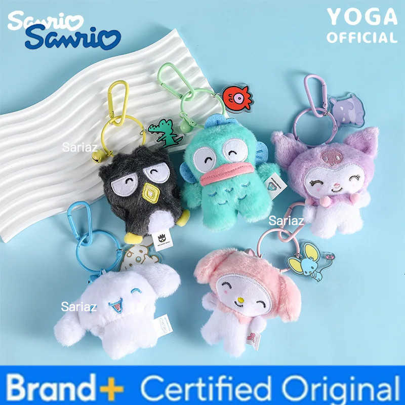 Sanrio Kawaii Kuromi Cinnamoroll Plush Toys Keychain Cartoon Hangydon Bell Backpack Pendant Decoration Friends Birthday Gifts H251225