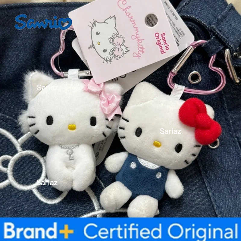 Sanrio Cartoon Sanrios Plush Doll Sweet Hellokittys heart button Bag Pendant Cute kitten Plush Doll Girl backpack charm Decoration Gift H251225