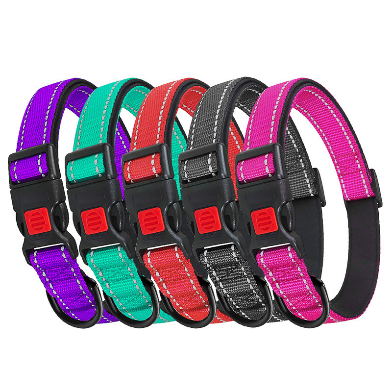 Durable Reflective Dog Collar Diving Material Multi Color Adjustable Pet Collar