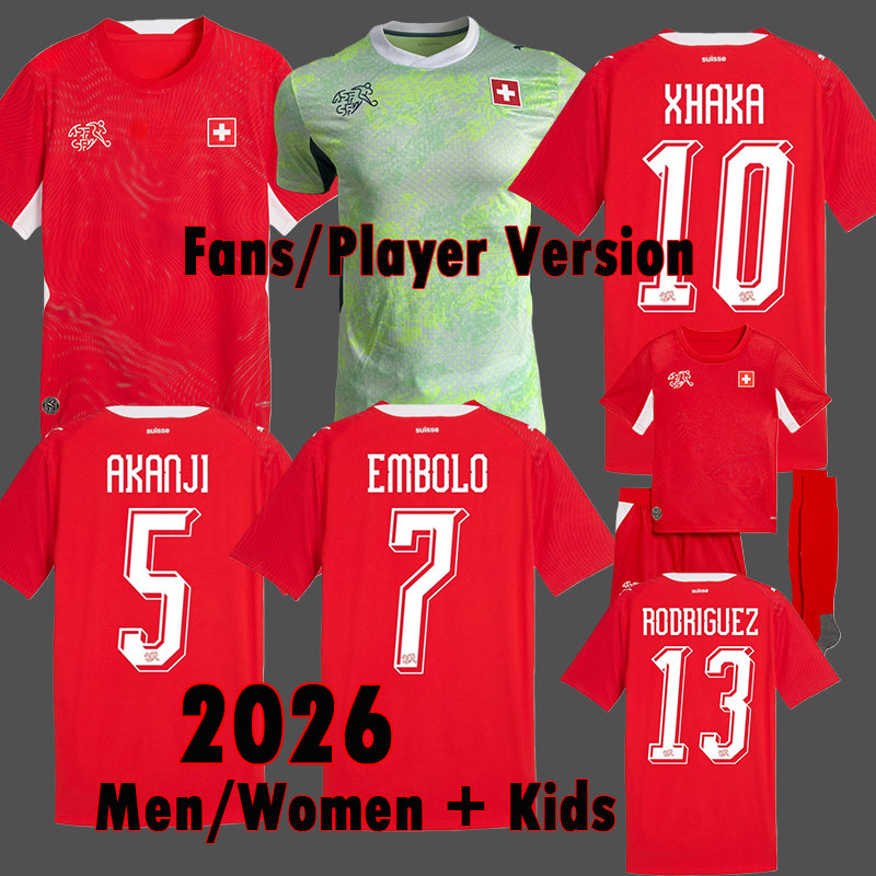 2026 Switzerland Soccer Jerseys ELVEDI AKANJI ZAKARIA SOW RIEDER EMBOLO SHAQIRI 25 26 Football shirts SWISS home away Uniforms MEN KIDS KIT 321