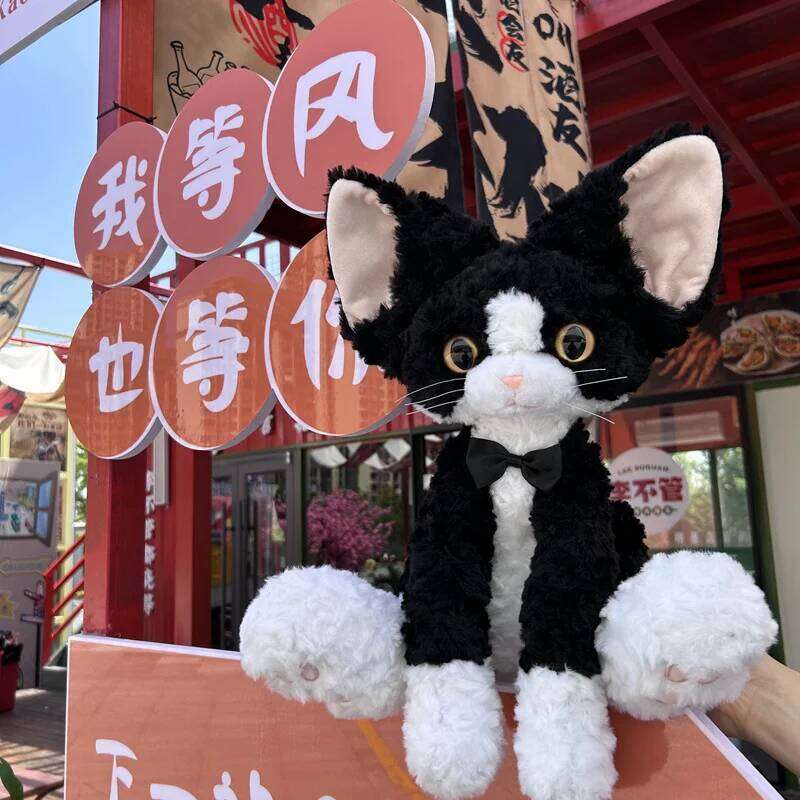 German Devon Rex Plush Toy Stuffed Kawaii Cat Black White Kitten Plushie Soft Toys for Kids Birthday X251225