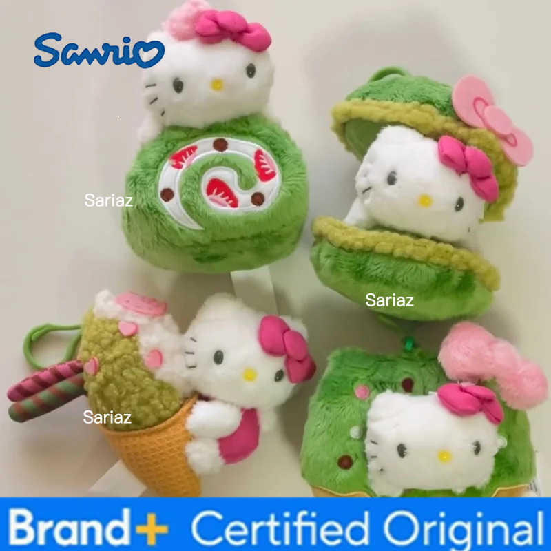 Sanrio Matcha Dessert Series Hello Kitty cake Roll Plush doll Keychains kawaii Donut IceCream curly hair Kitty cat Stuffed toy H251225
