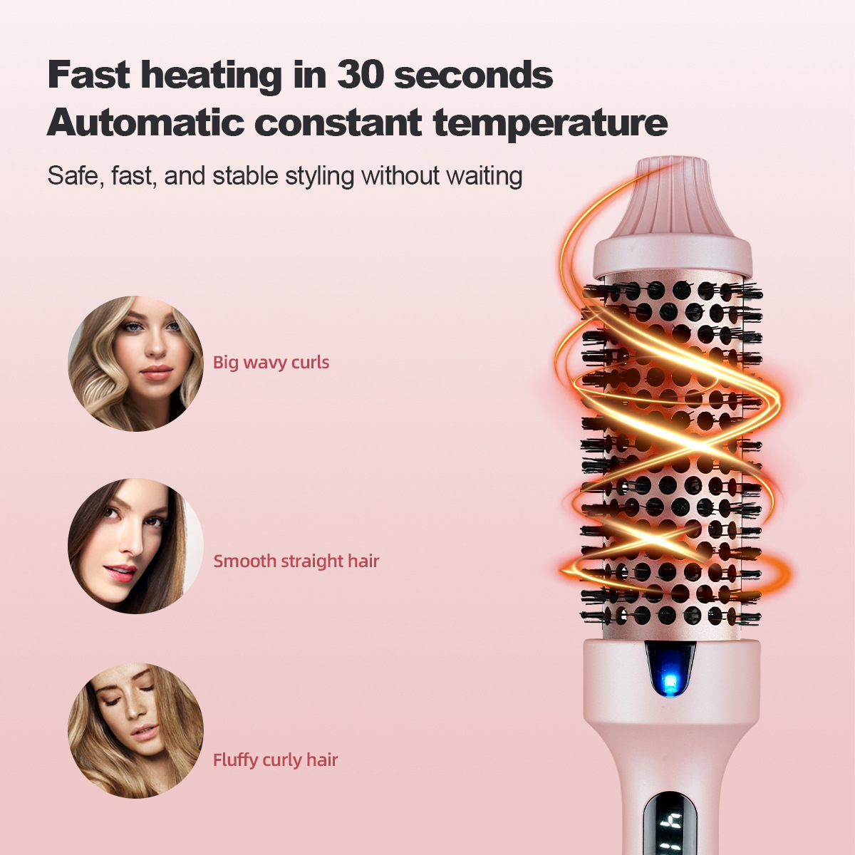 Ceramic Hot Brush Hair Styling Volumizer, Root Lift & Smoothing Tool for Fine Thin Hair, Easy to Use