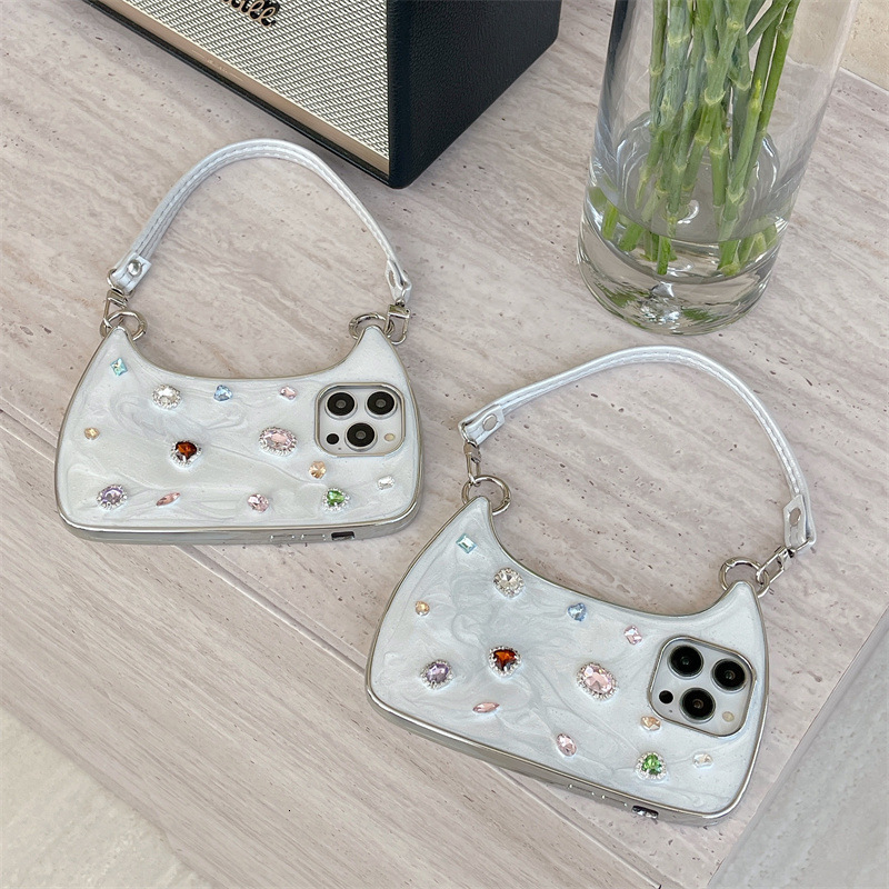 ins Light Luxury Sparkling Diamond Handbag Compatible with iPhone 17 Pro Max Apple 16/15/14 Phone Case