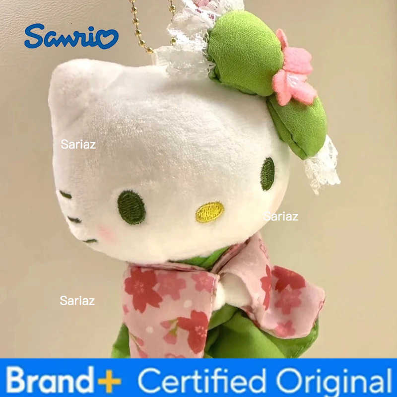 Sanrio New Cute Kitty Plush Keychain Kitten Kimono Cherry Blossom Series Plush Toy Backpack Pendant Car Decoration Doll Christmas Gift H251225