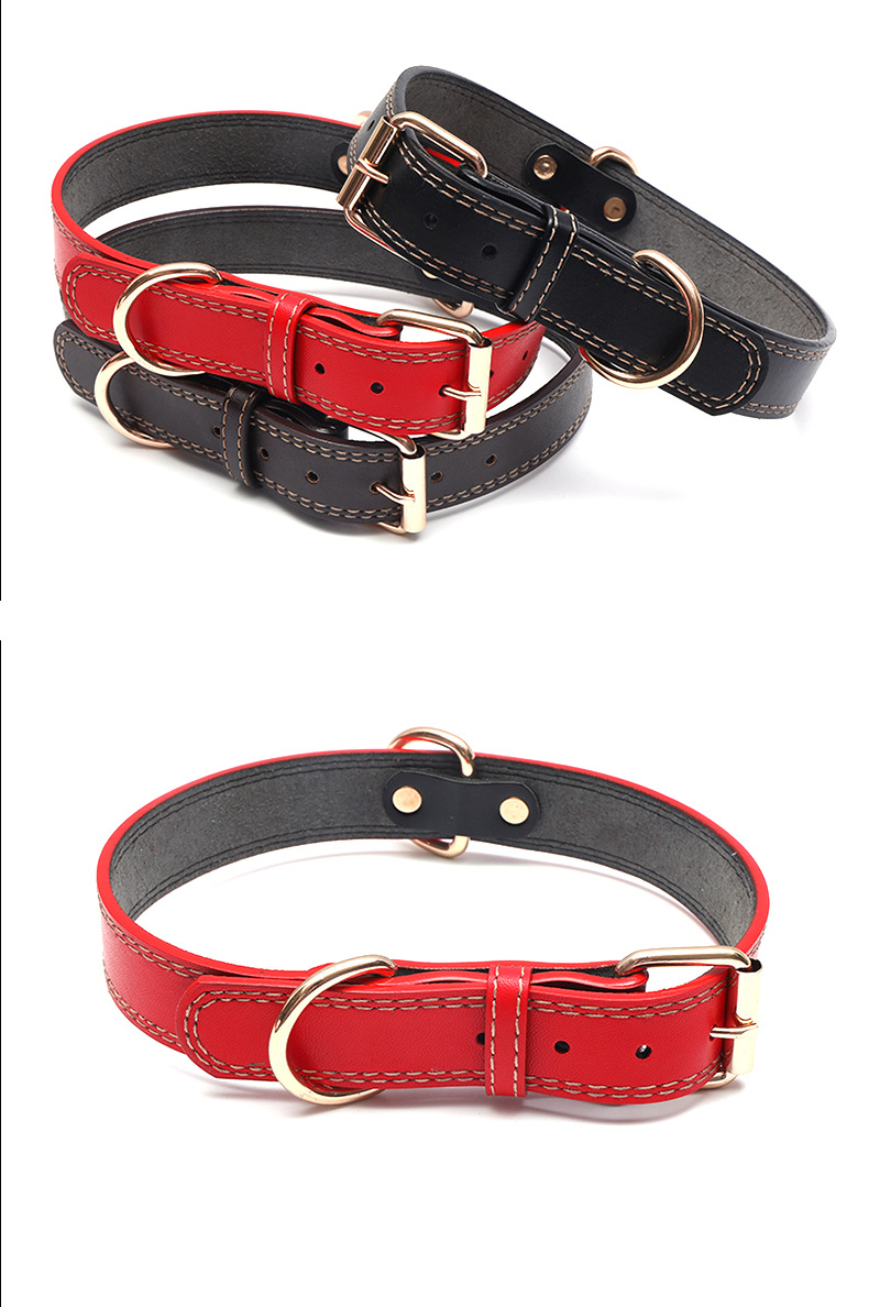 Adjustable PU Leather Dog Collar with Thick Soft Padding and Metal Buckle Safe Non-toxic Pet Collar