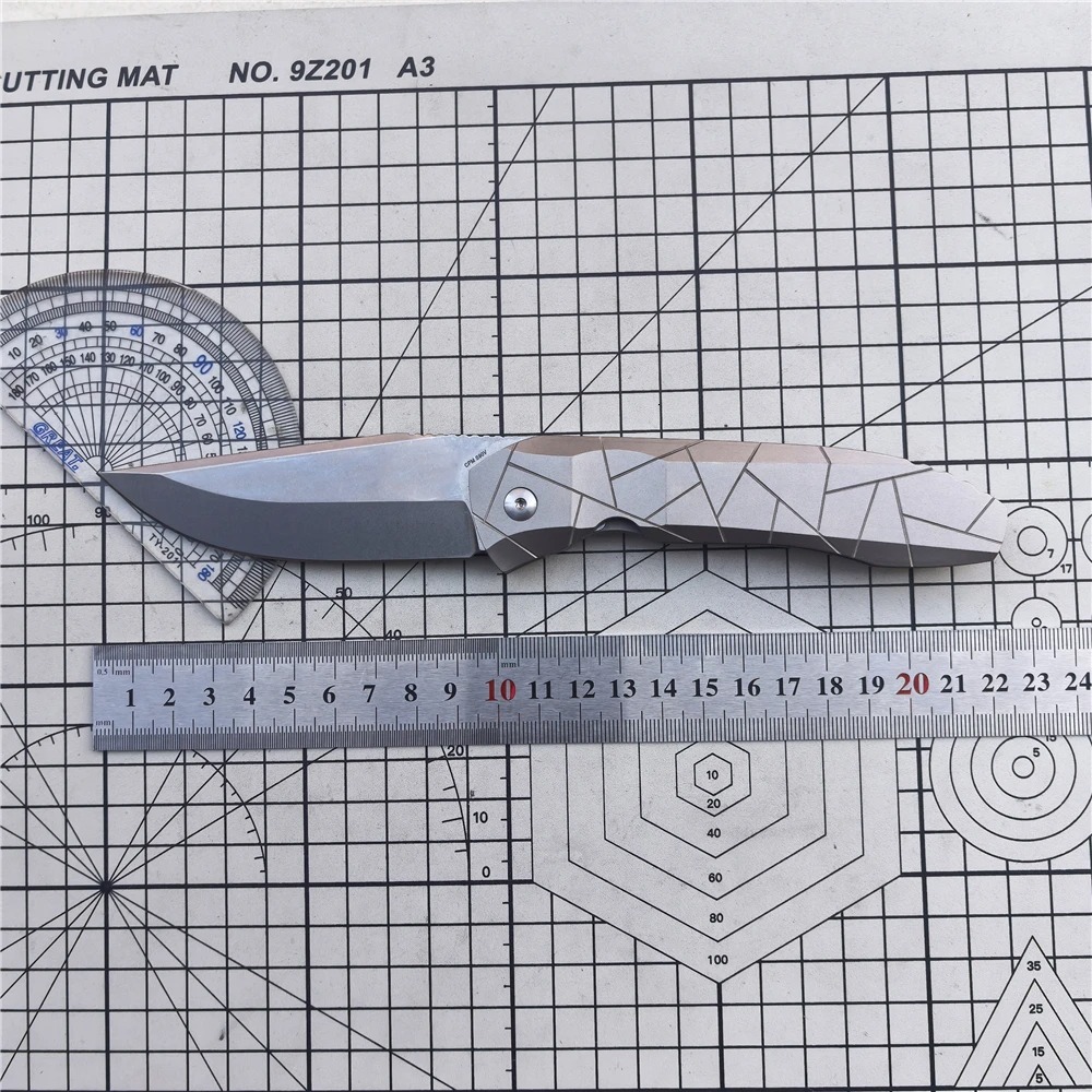 SPYD-C199 Pocket Folding Knife S90V Blade titanium alloy Handle Camping Outdoor Survival Fishing Hunting Knife Hiking EDC Tool