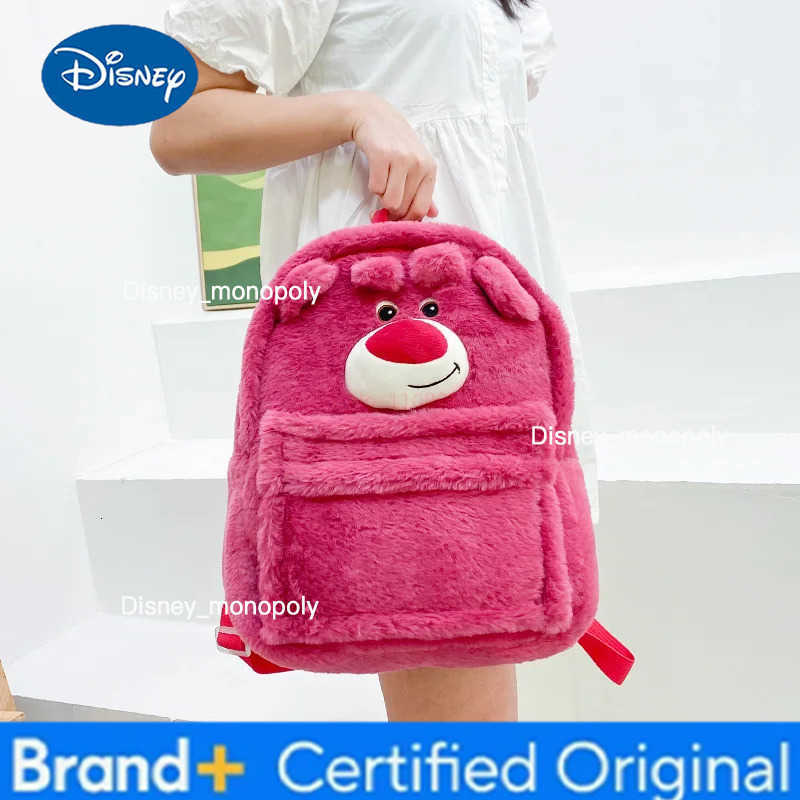 Disney Lotso Alien Cartoon Funny Plush Backpack Students Large Capacity Bag Girls Casual Soft Stuffed Schoolbag Lightening Bag H251225