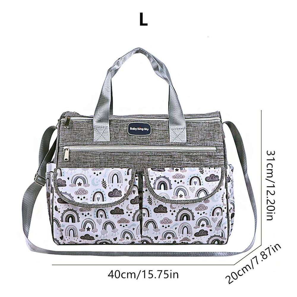 New Fashionable Cloud Prined Shoulder Mommy Muli-Funcional Large-Capaciy Cross-Body Moher and Baby Bag; Sachel Diaper Bag for Pregnan Women When Going