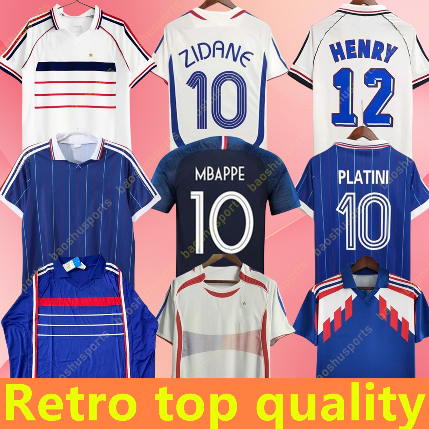 1982 84 86 88 90 96 98 00 02 04 06 retro soccer jerseys 1998 MBAPPE ZIDANE HENRY PLATINI MAILLOT FOOT football shirt REZEGUET DESAILLY french club Classic Vintage Jersey