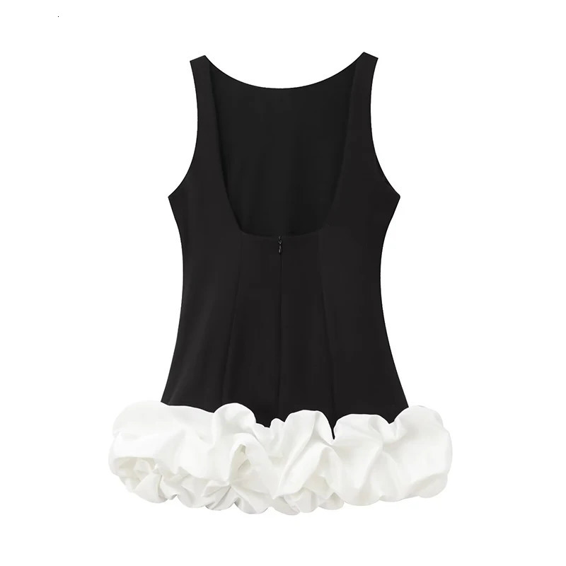 TFMLN Fashion Women Ruffle Pleated Dress Slim O-neck Sleeveless Backless Dresses Female 2025 Party Club Lady Vestidos 251225