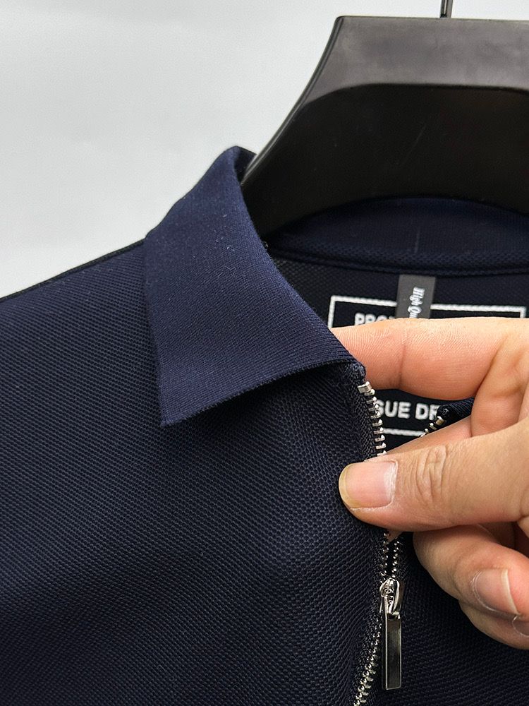 Men's Polos shirts Light Luxury High-end Embroidered Half Zip Polo Shirt Short Sleeved Summer Cotton Breathable Business Casual T-shirt clothes