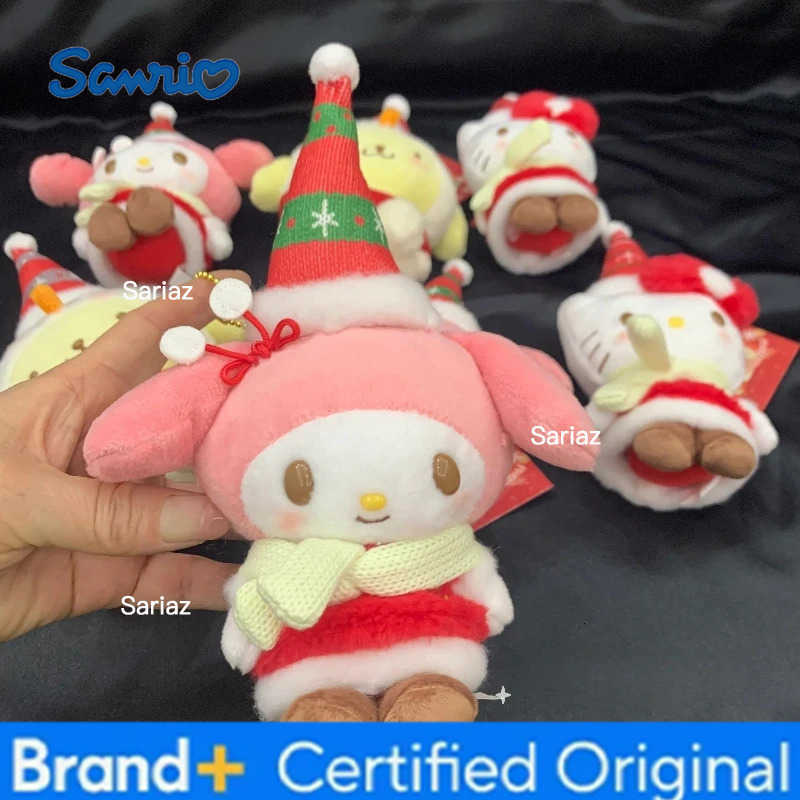 Sanrio New My Melody Plush Doll Keychain Christmas Series Hello Kitty Stuffed Keyring Kawaii Melody Backpack Pendant Sweet Gifts H251225