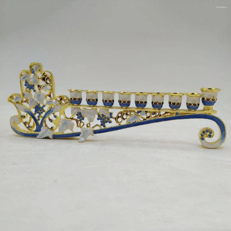Candle Holders Retro Menorah Candelabrum Flower Pattern Bejeweled Holder Party Festival Home Decor H260310