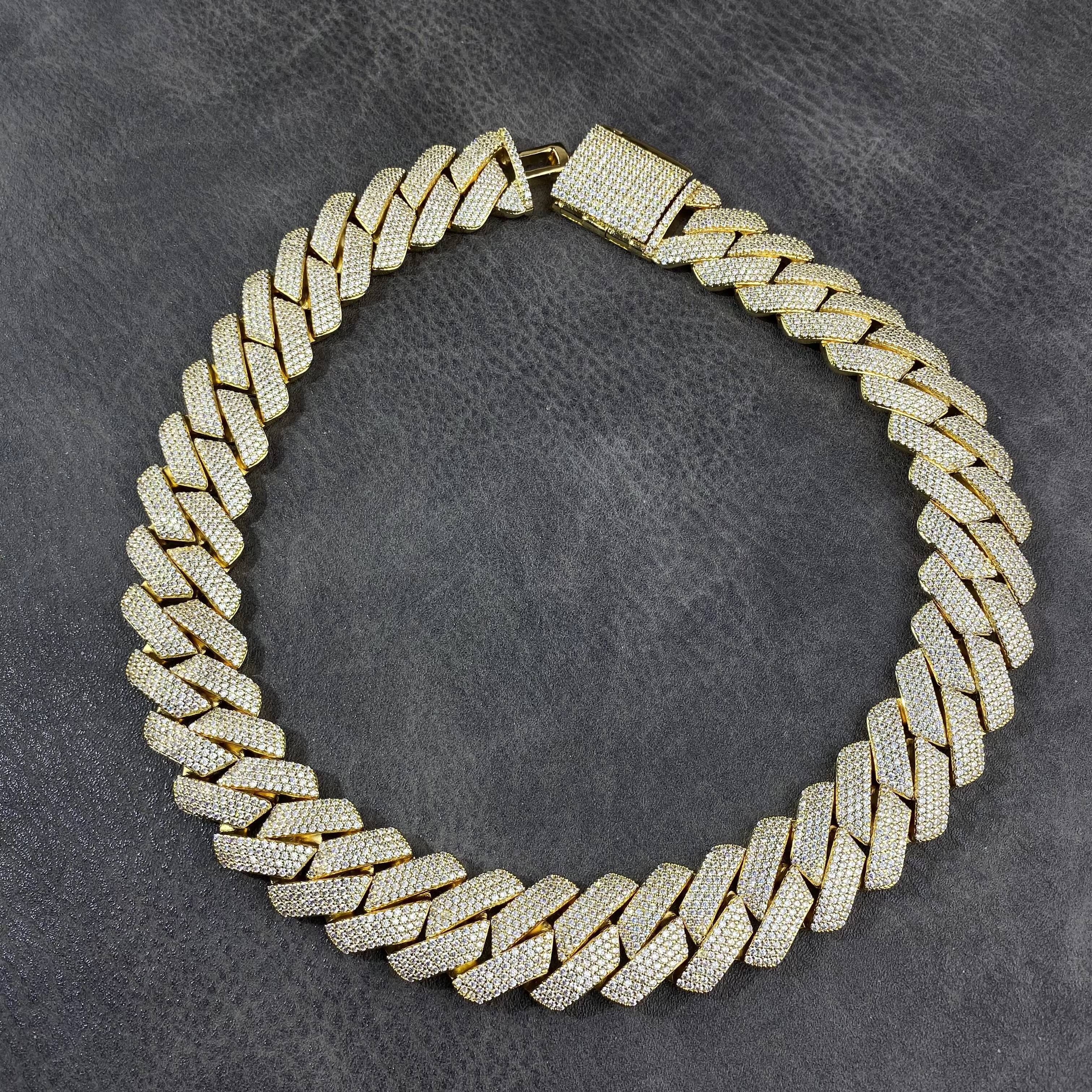 Fine Jewelry Iced Out Hip Hop Heavy 4 Rows Prong Cuban Link Chain Necklaces for Men Women Necklace Jewelry