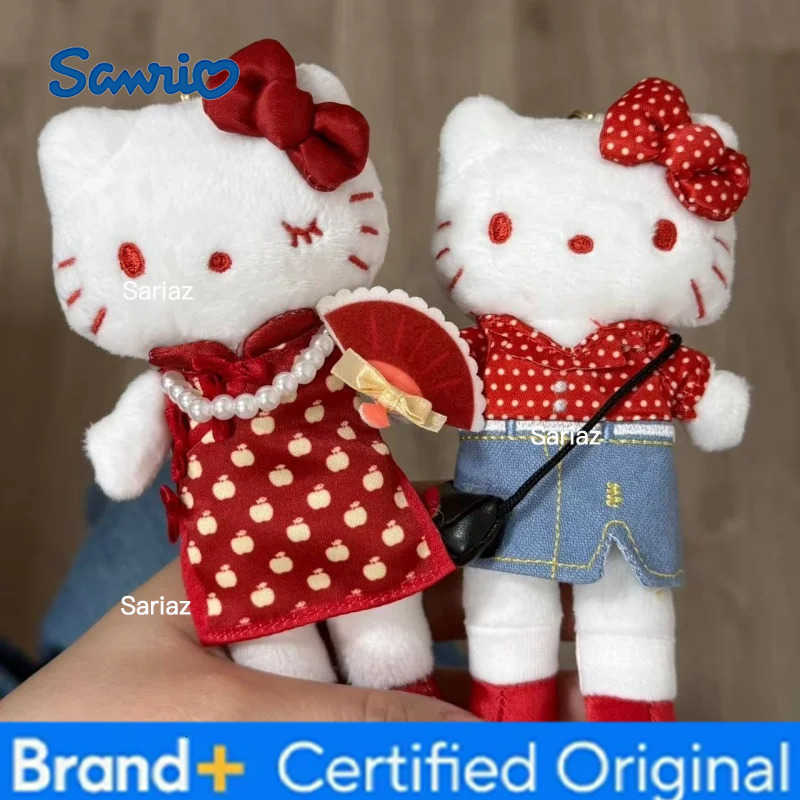 Sanrio Hello Kitty Soft Stuffed Doll Pendant Long Leg fashion Kitty Plush Toy Keychain cute Heart Shaped Buckle Decoration gift H251225