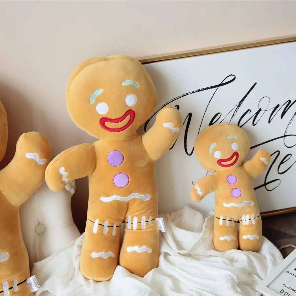 Adorable Gingerbread Plush Toy Soft Stuffed Biscuit Doll Cookie Man with Smile Face Plushies Cute Gift Girl Christmas Decor X251225