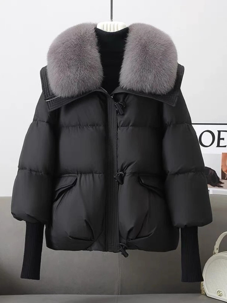 Women Parkas Down Cotton Short Padded Jacket Fur Collar Autumn Winter Thick Coats Female Black Casual Outerwear Clothes 251225