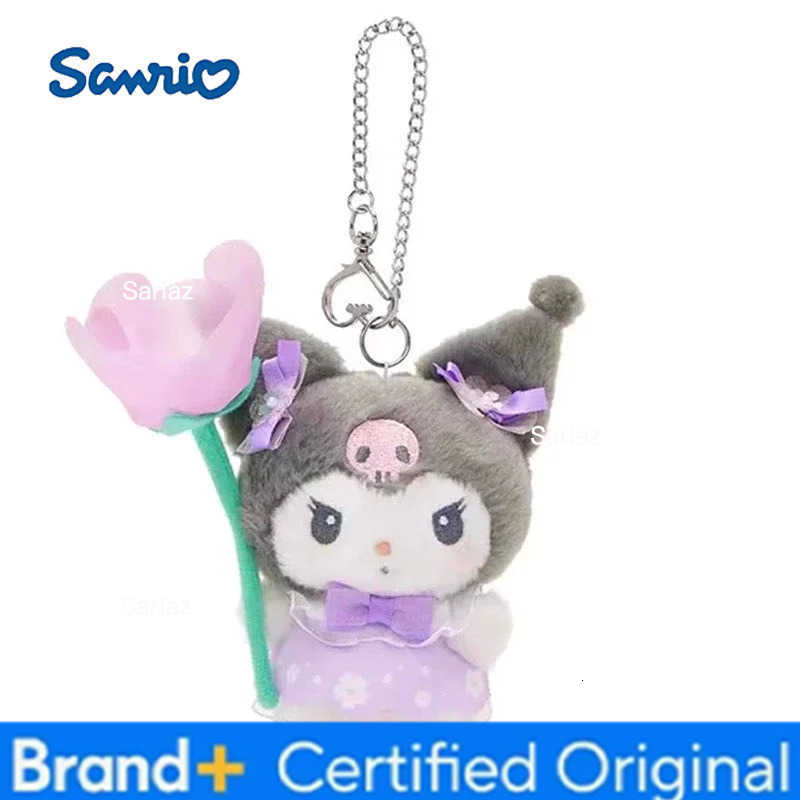Sanrio Flower Fairy Style Plush Keychain Cute Hello Kitty Kuromi Bag Accessories Cinnamoroll Backpack Pendant for Birthday Gift H251225