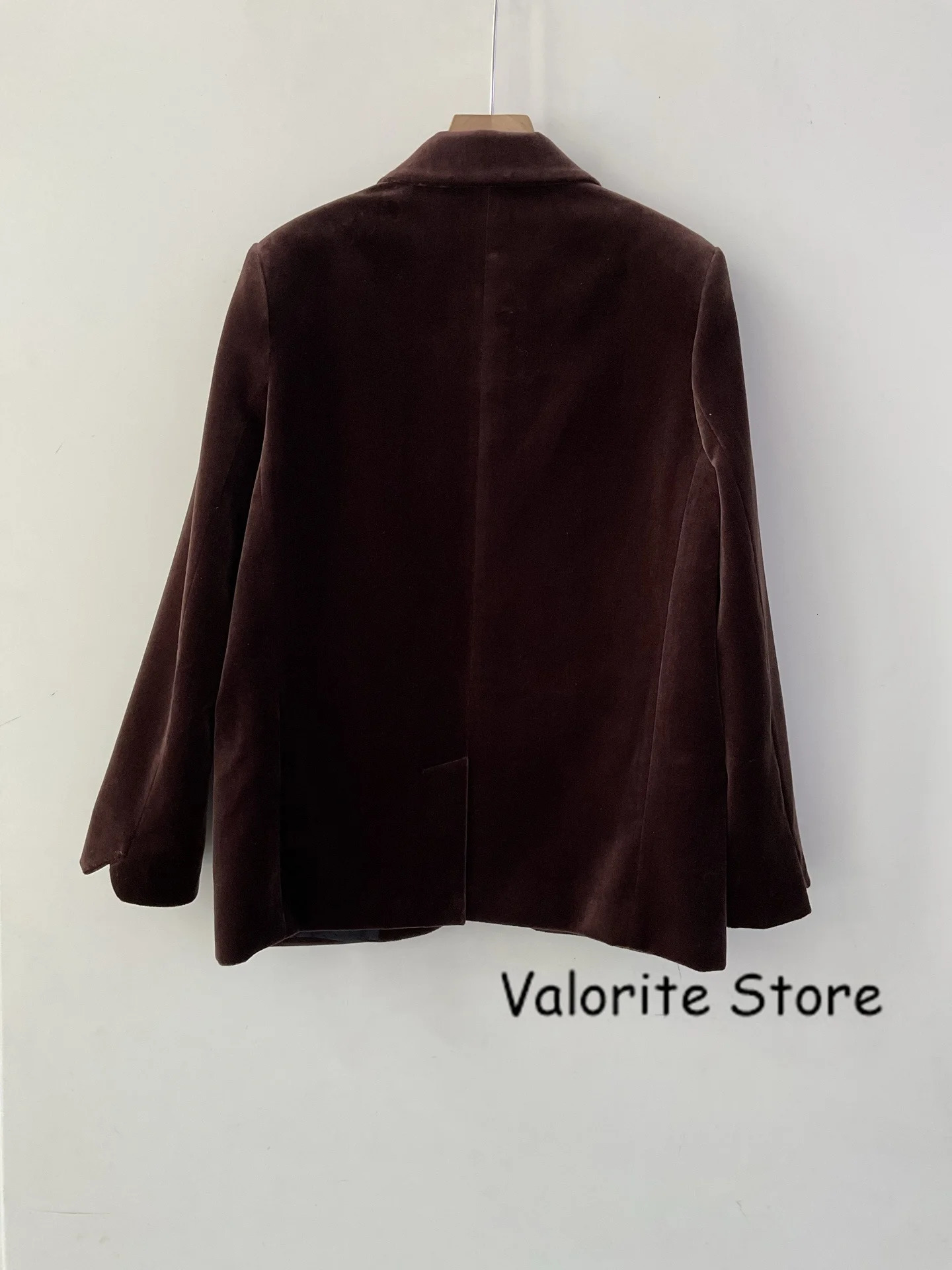 Woman Fashion Brown Black Velvet Blazer Single Button Long Sleeved Suit Set with Matching Pants Autumn Winter Clothing 251225