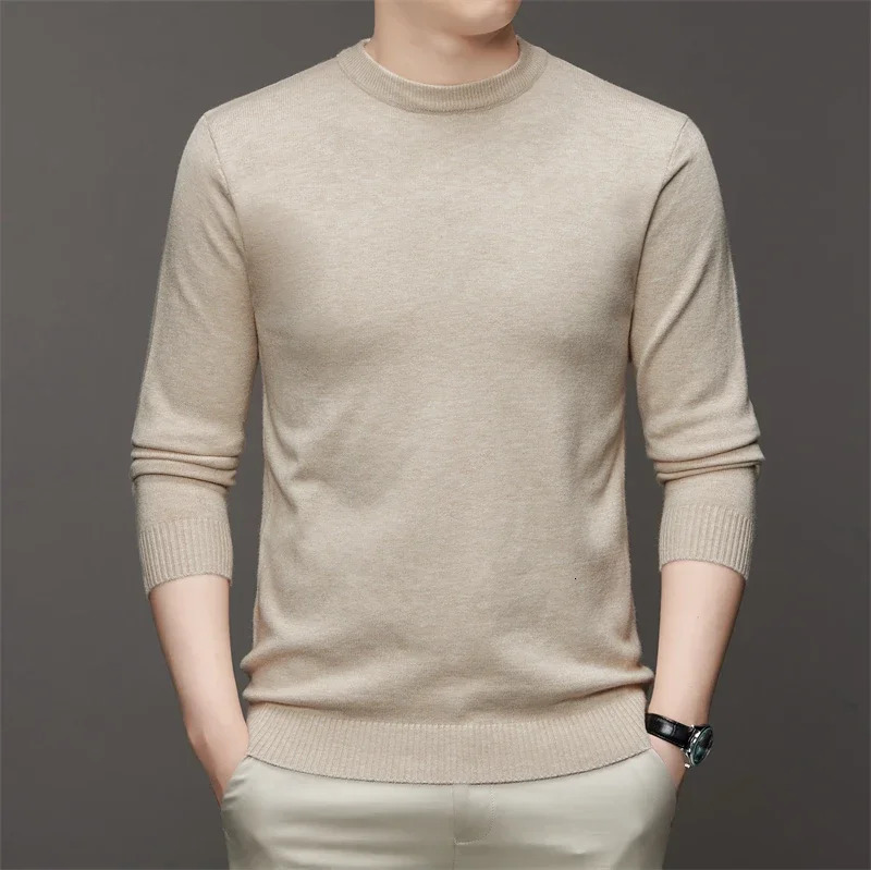 7 Colour Mens Round Neck Long Sleeved Solid Color Sweater Soft Warm and Comfortable Top with a Base 251225