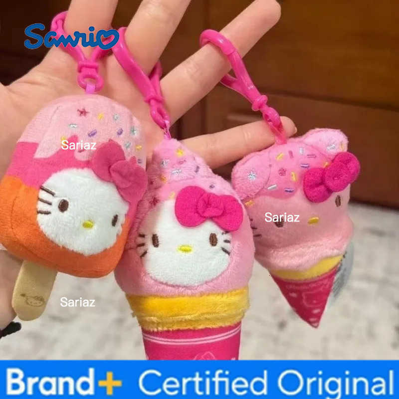 Sanrio Summer Ice Cream Series Hello kitty Stuffed Plush Toy Pendant cream kitty bag Accessories Kawaii cartoon Plush key ring H251225