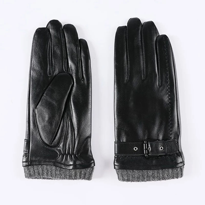 Genuine Leather Gloves For Men Male Sheepskin Touch Screen Winter Warm Windproof Mittens Driving Cycling Motorcycle Mens 251225 - view 7
