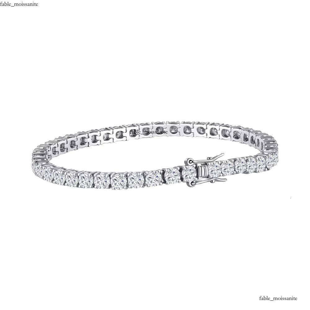 Women's 7inch VVS Moissanite Rhodium Plated Waterproof Hot Silver Fashion 4mm Link Tennis Bracelet