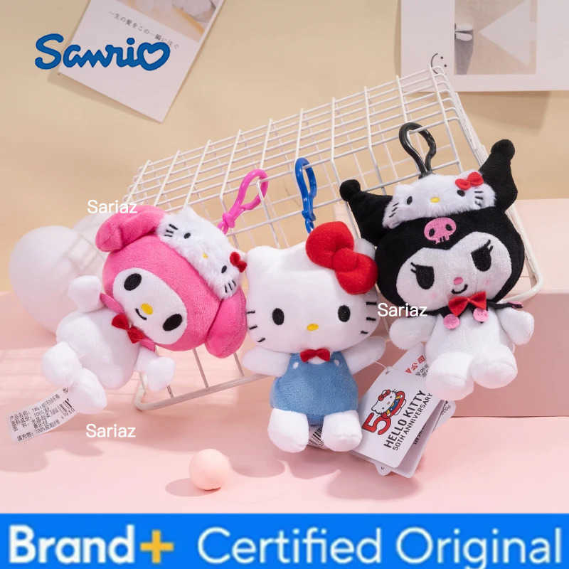 Sanrio Hello Kitty Kuromi Melody Cinnamoroll Plush Toy Doll keyring Backpack Pendant Cartoon Cute Childrens Toys Gift H251225