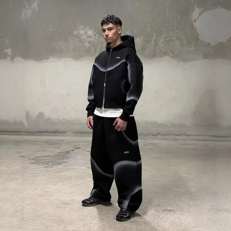 2026 Futuristic Print Sweatshirts Y2K Harajuku Hoodie Men Black Tracksuit Streetwear Graphics Hoodies for 251225