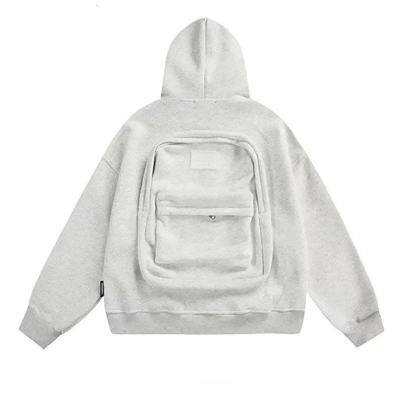 Autumn Winter American High Street Fashion Threedimensional Backpack Men Clothing Y2K Trend Hoodie Oversized Casual Sportswear 251225