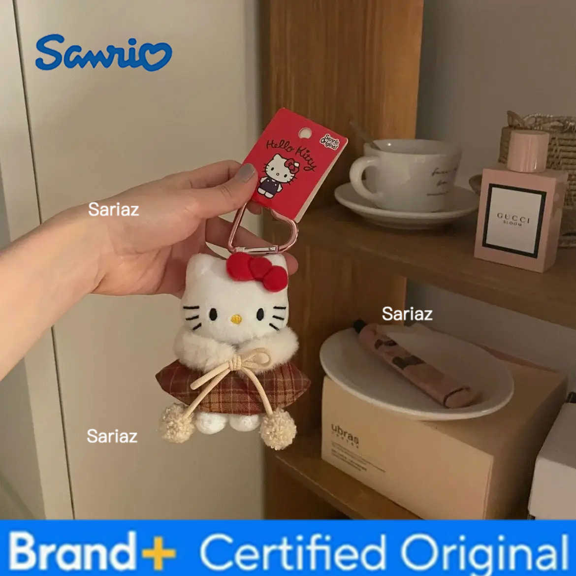 Sanrio Kawaii plaid coat Hello Kitty bag decoration pendant Hello Kitty keychain exquisite holiday gift H251225