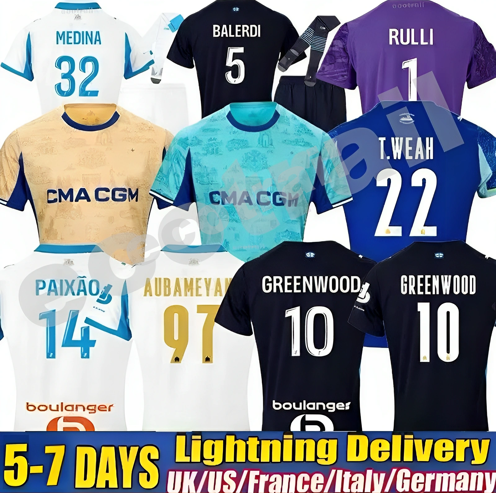 25 26 maillot de foot GREENWOOD marseilL e Soccer jersey 125th Anniversary 4th OUNAHI harit 2025 2026 OM Men Kids football shirt hommes enfants NDIAYE Mbemba