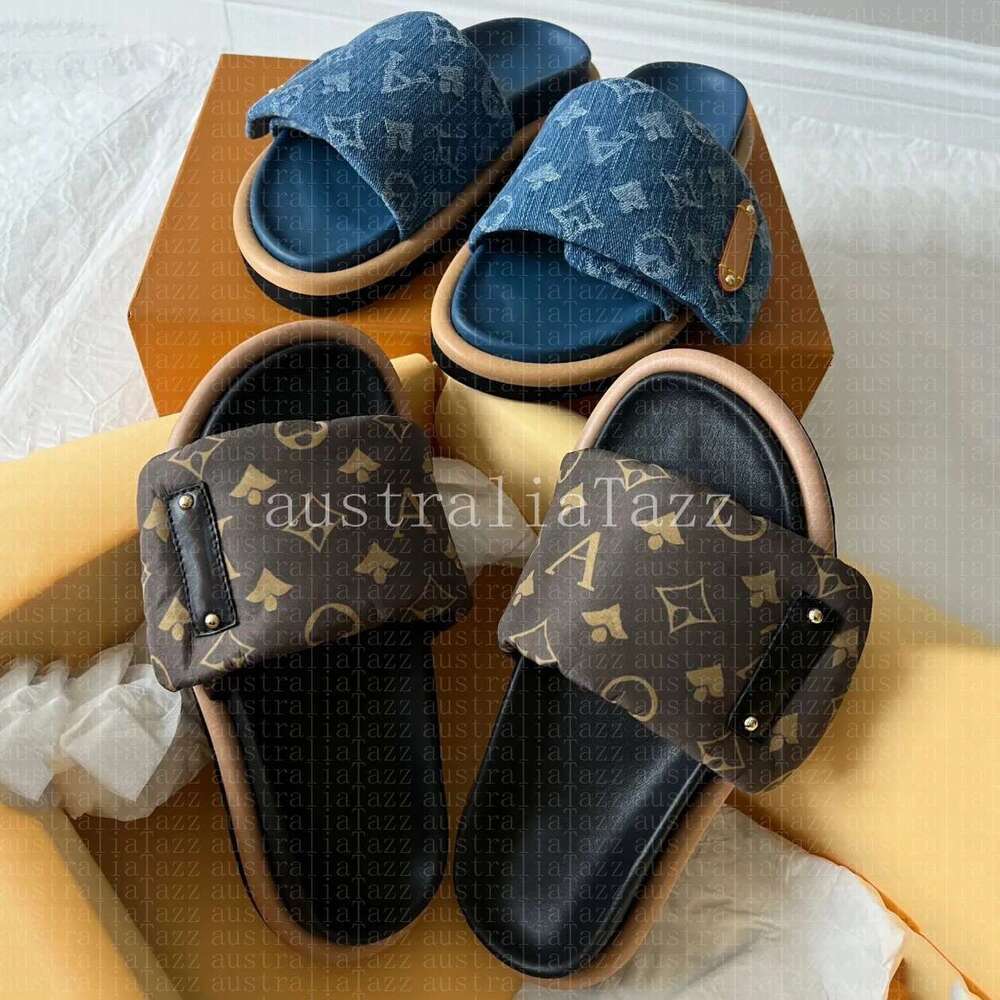 Designer Sliders Women Men Slides Pool Pillow slippers Flat Comfort Mules Slides lvsliness Classic Prints Embossed Summer Sandals Black Grey Beach Shoes slippers