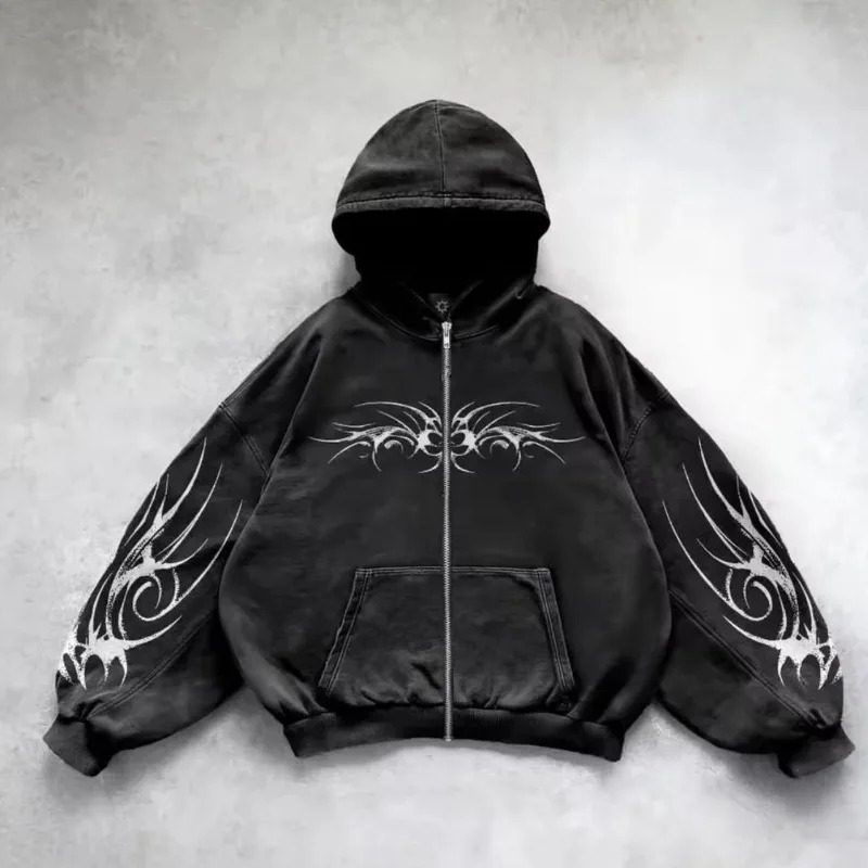 Harajuku Style Fashion Oversized Printed Loose Hooded Sweater Women Y2K Gothic Hiphop Casual Joker Sports Hoodie 251225