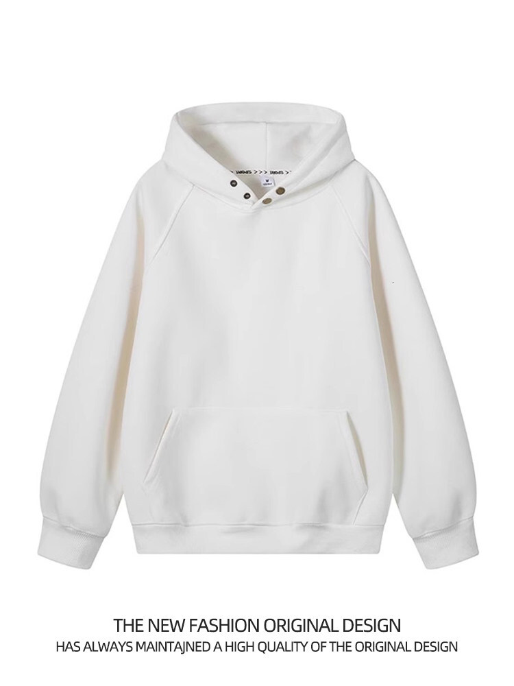 The 480-gram men's hooded solid-color sweatshirt is loose and casual