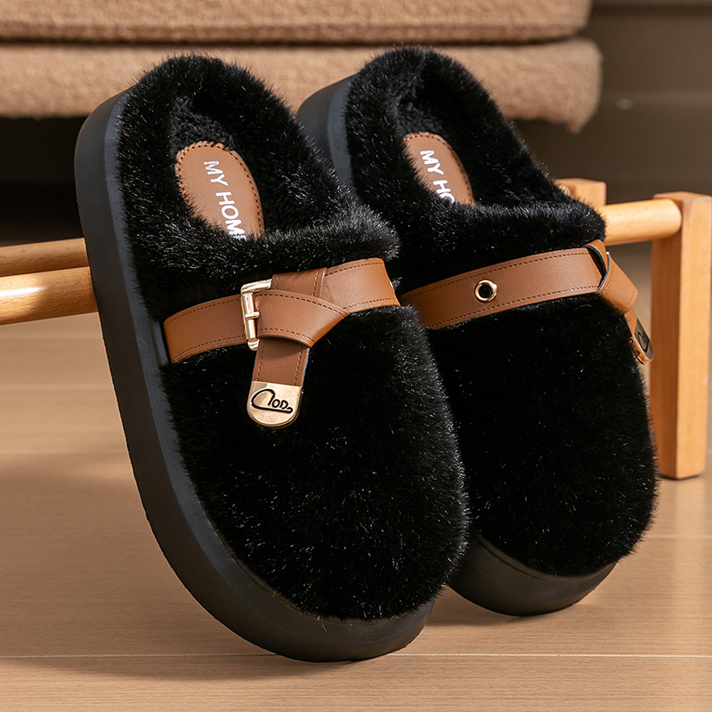 Women's Autumn/Winter New Design Arrival Fashionable Warm Fluffy Slippers in White and Brown for Home and Outdoor Wear Free Shipping